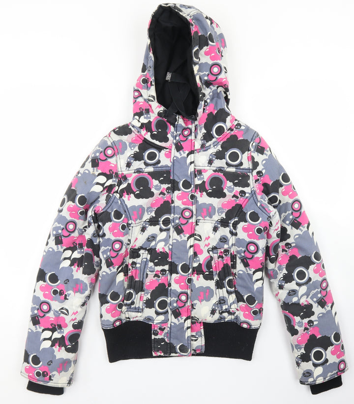 Only Womens Pink Paisley Parka Coat Size S Zip