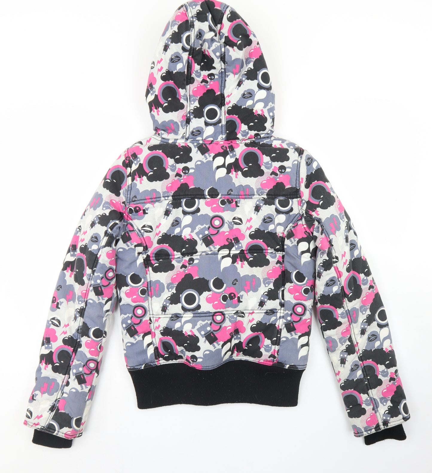 Only Womens Pink Paisley  Parka Coat Size S  Zip