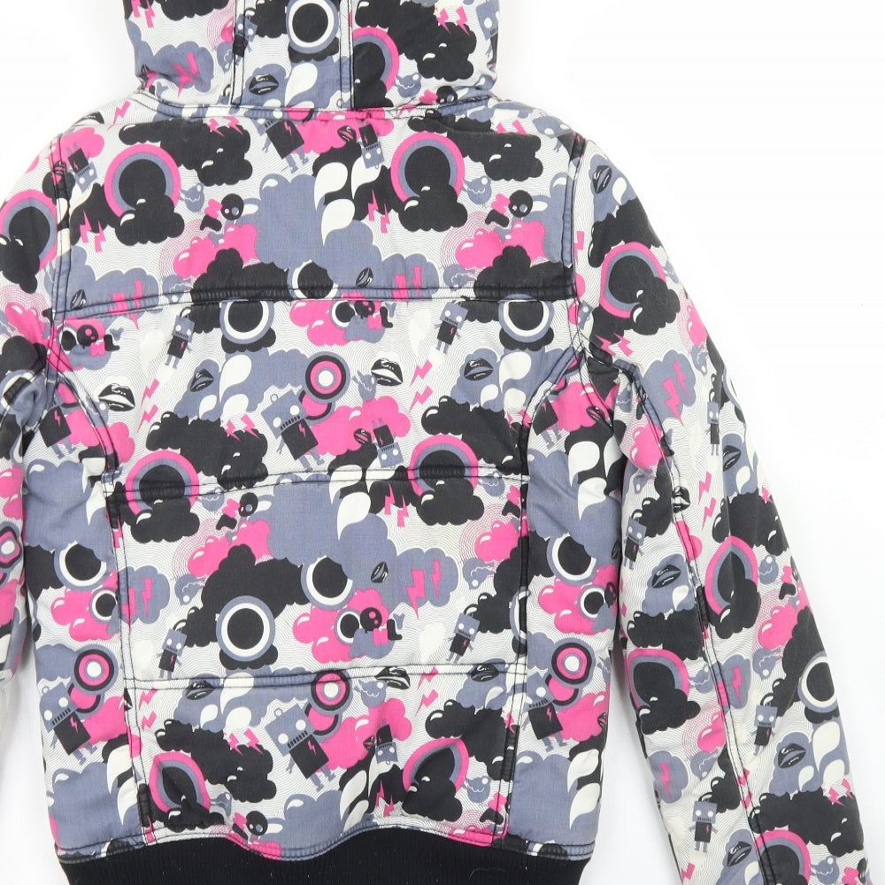 Only Womens Pink Paisley  Parka Coat Size S  Zip