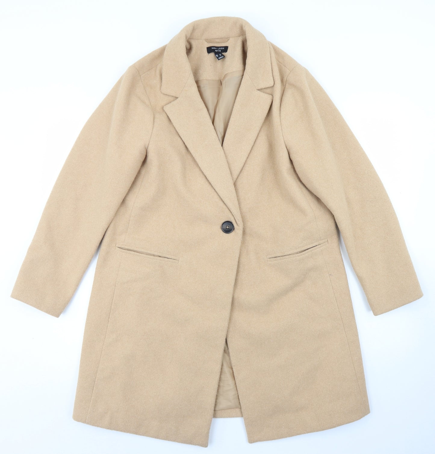 New Look Womens Beige   Overcoat Coat Size 14  Button