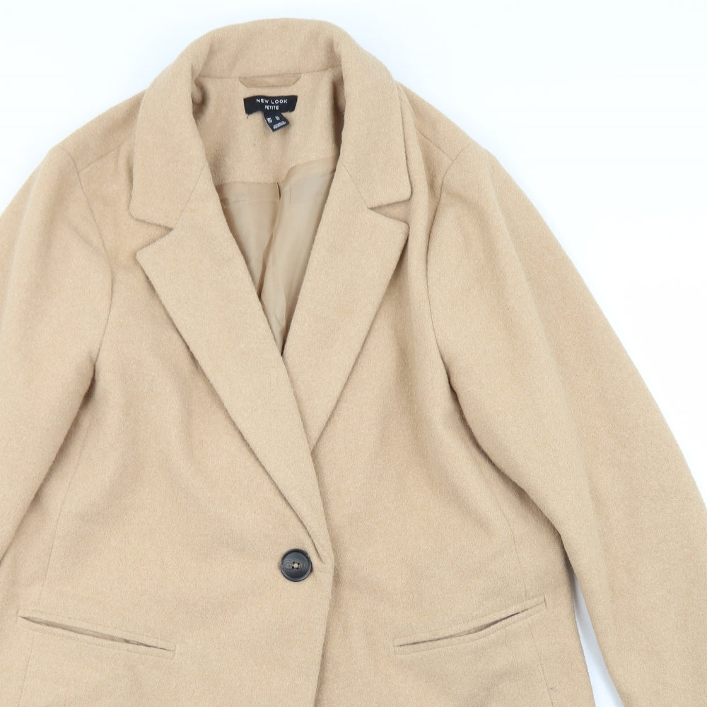New Look Womens Beige   Overcoat Coat Size 14  Button