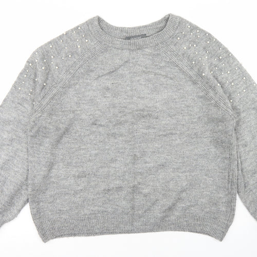 Primark Womens Grey Crew Neck  Acrylic Pullover Jumper Size L