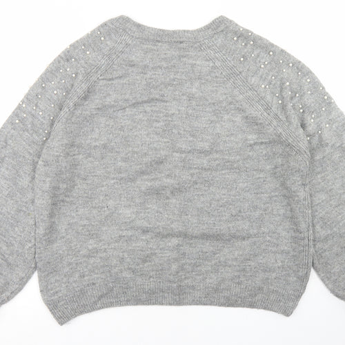 Primark Womens Grey Crew Neck  Acrylic Pullover Jumper Size L