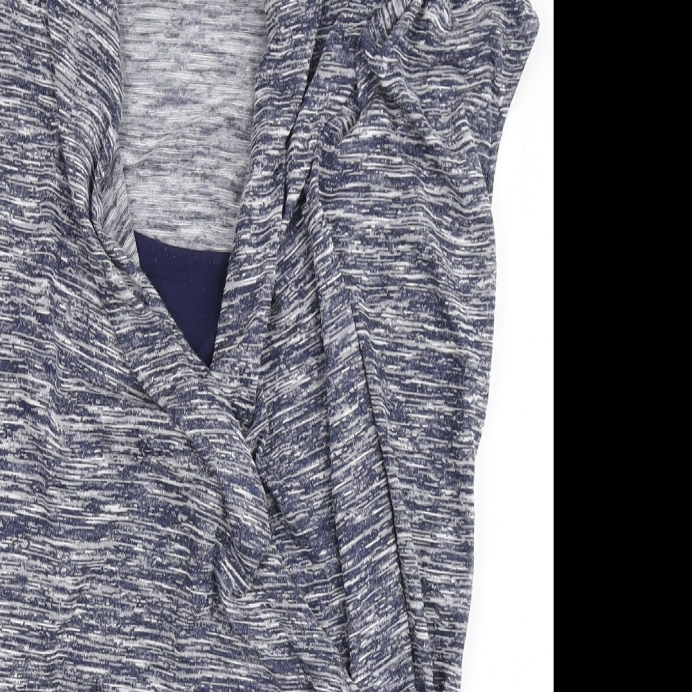 Jasper Conran Womens Blue  Viscose Basic T-Shirt Size 10 V-Neck