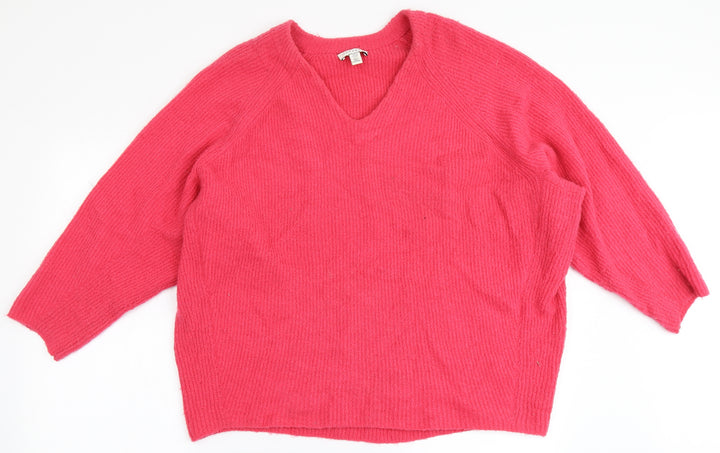 Topshop Womens Pink Round Neck  Acrylic Pullover Jumper Size 12