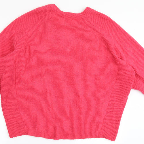 Topshop Womens Pink Round Neck  Acrylic Pullover Jumper Size 12