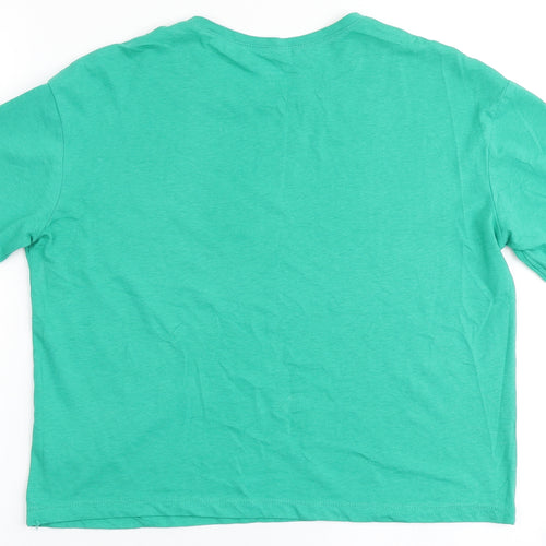 Dunnes Stores Womens Green  100% Cotton Cropped T-Shirt Size XS Round Neck