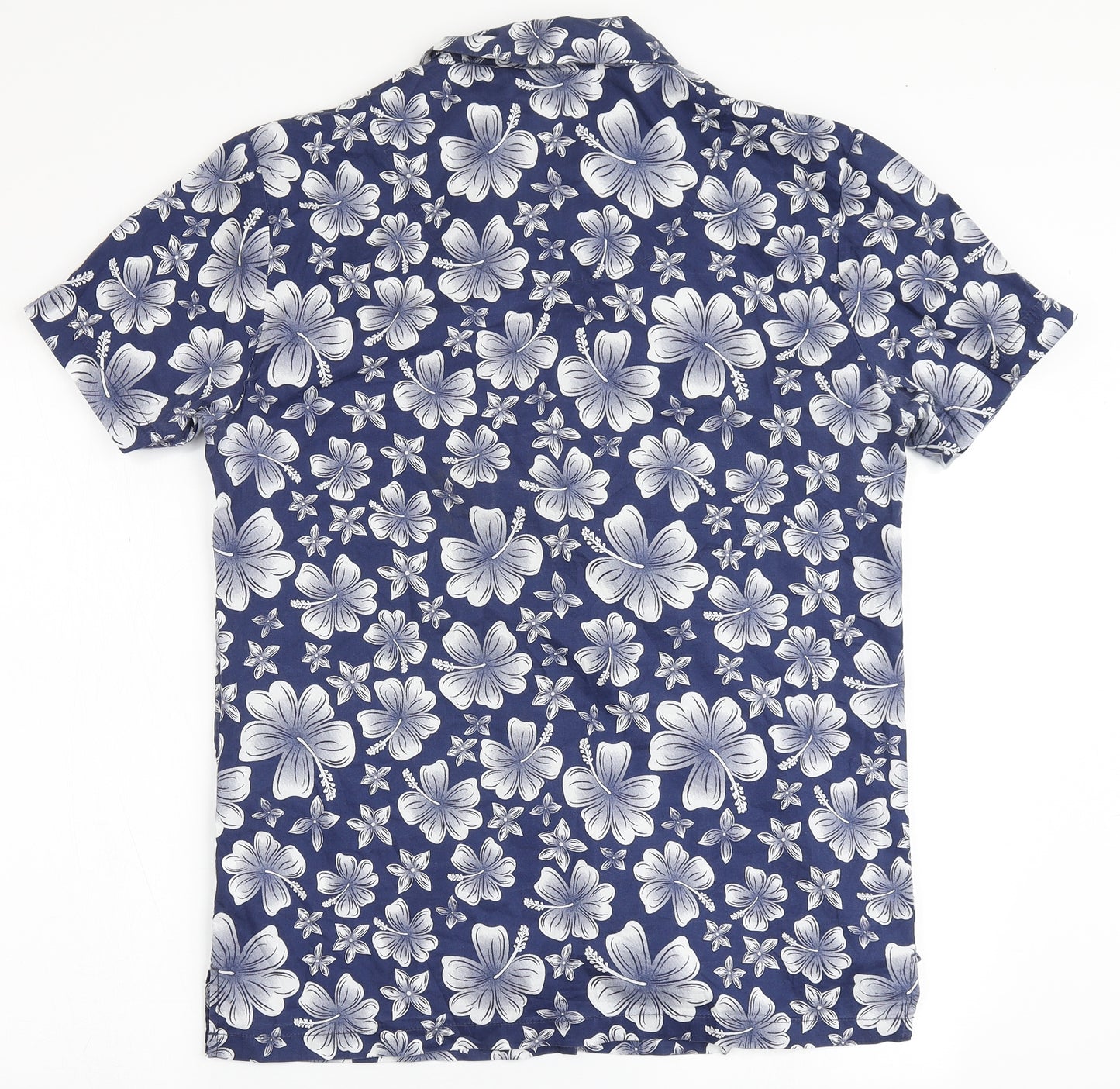 Hot Tuna Mens Blue Floral Cotton  Button-Up Size M Round Neck Button