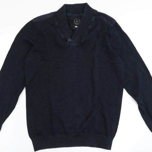 BRICE Mens Blue V-Neck  Cotton Pullover Jumper Size M