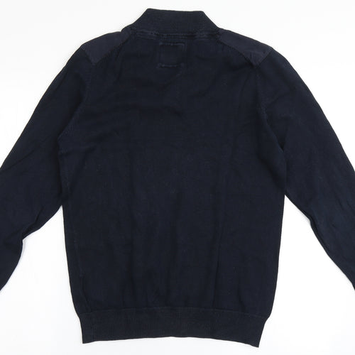 BRICE Mens Blue V-Neck  Cotton Pullover Jumper Size M
