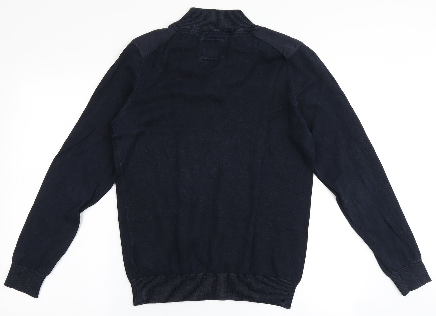 BRICE Mens Blue V-Neck  Cotton Pullover Jumper Size M
