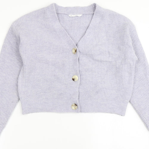 Candy Couture Girls Purple V-Neck  Acrylic Cardigan Jumper Size 13 Years  Button