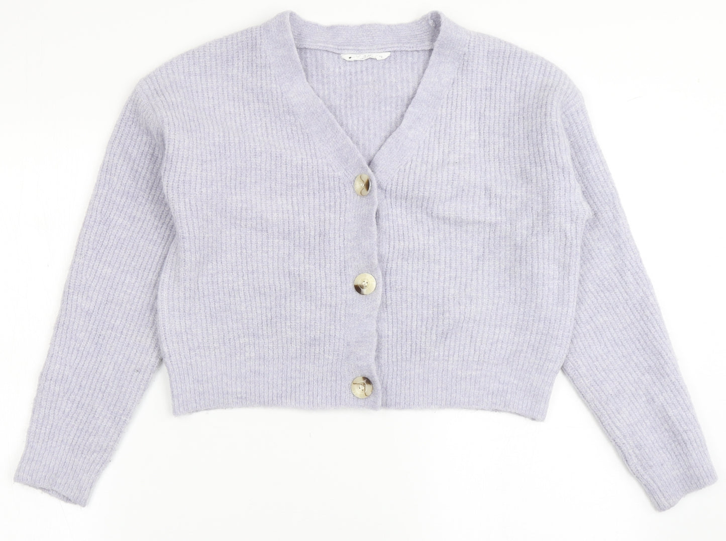Candy Couture Girls Purple V-Neck  Acrylic Cardigan Jumper Size 13 Years  Button