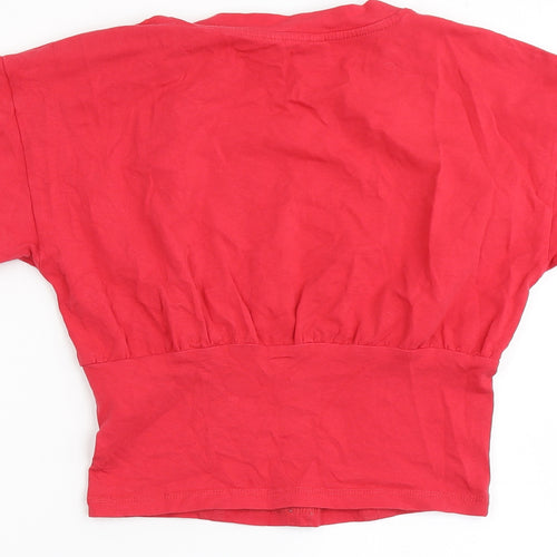 Candy Couture Girls Pink  Cotton Cropped T-Shirt Size 12 Years Round Neck