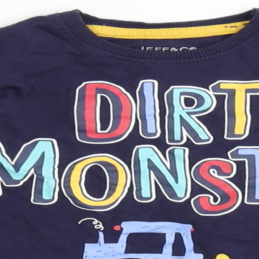 Jeff&Co Boys Blue  100% Cotton Basic T-Shirt Size 2-3 Years Round Neck  - Tractor