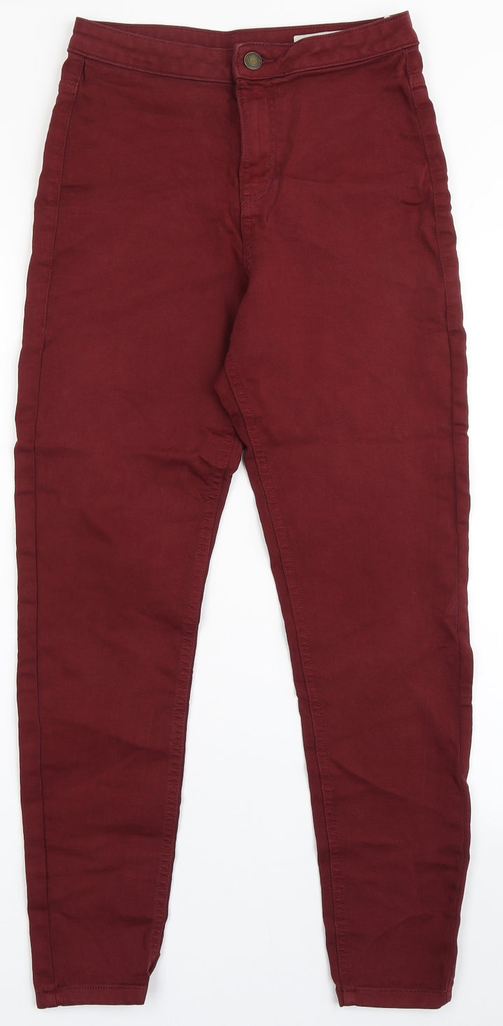 Marks and Spencer Womens Red  Cotton Skinny Jeans Size 10 L27.5 in Regular Button