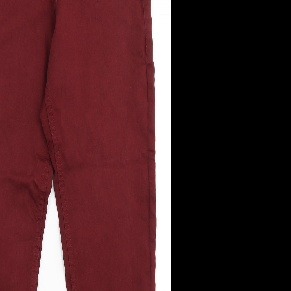 Marks and Spencer Womens Red  Cotton Skinny Jeans Size 10 L27.5 in Regular Button