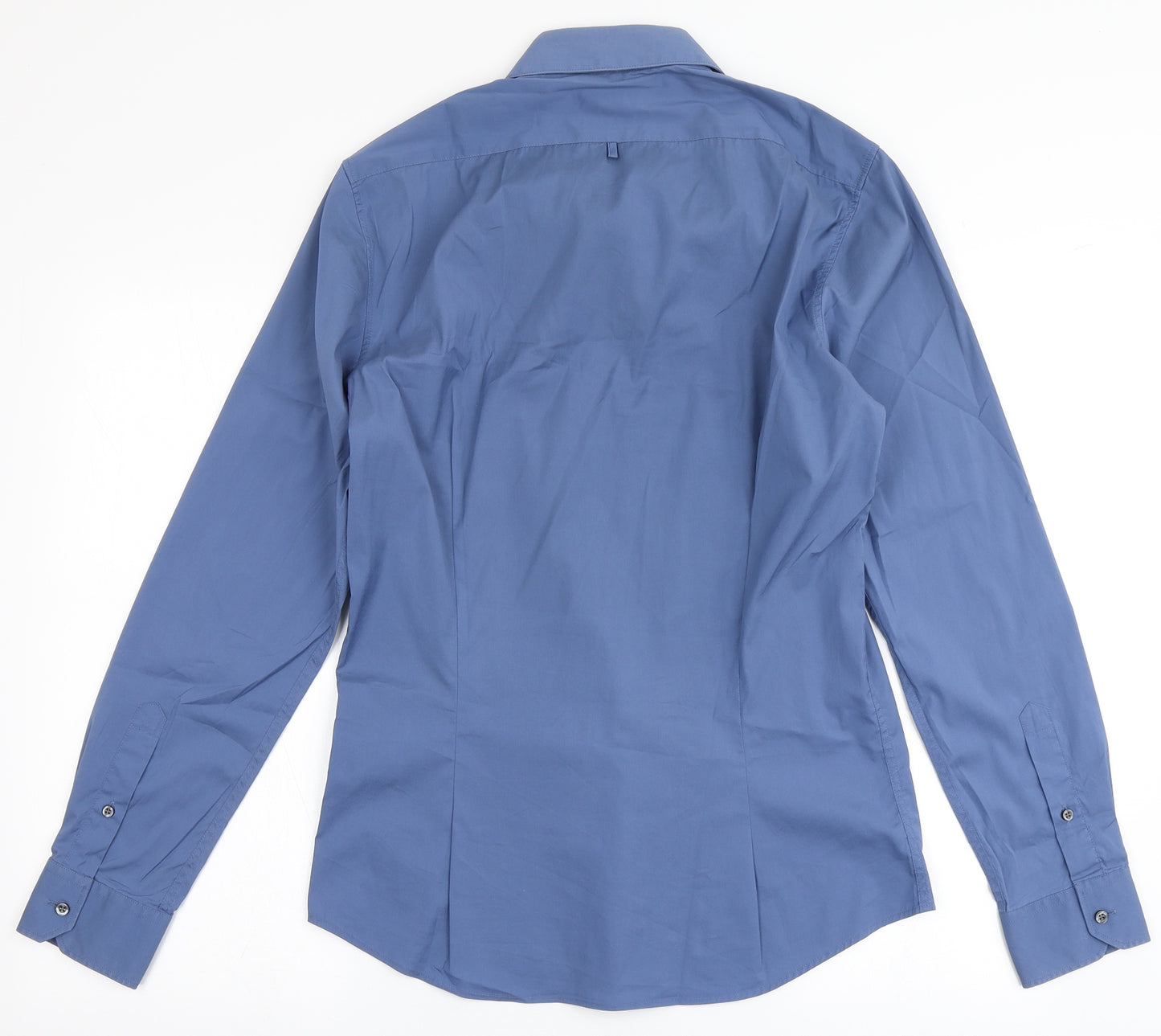 Devred Mens Blue  Cotton  Button-Up Size M Round Neck Button