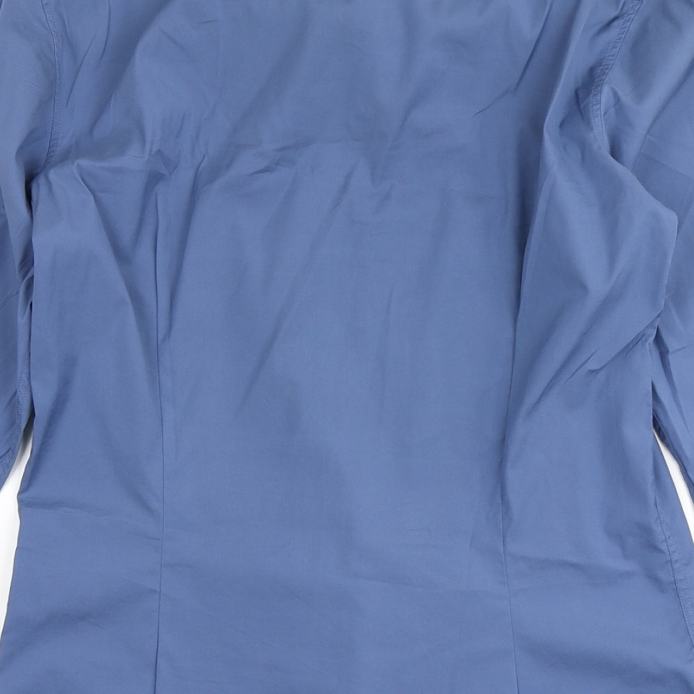 Devred Mens Blue  Cotton  Button-Up Size M Round Neck Button