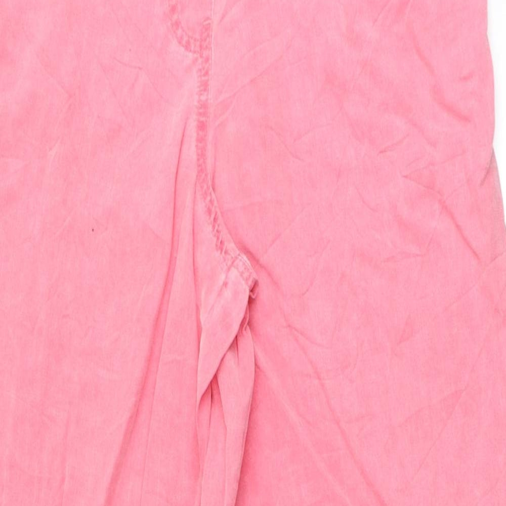 Marks and Spencer Womens Pink  Lyocell Trousers  Size 14 L31 in Regular Drawstring
