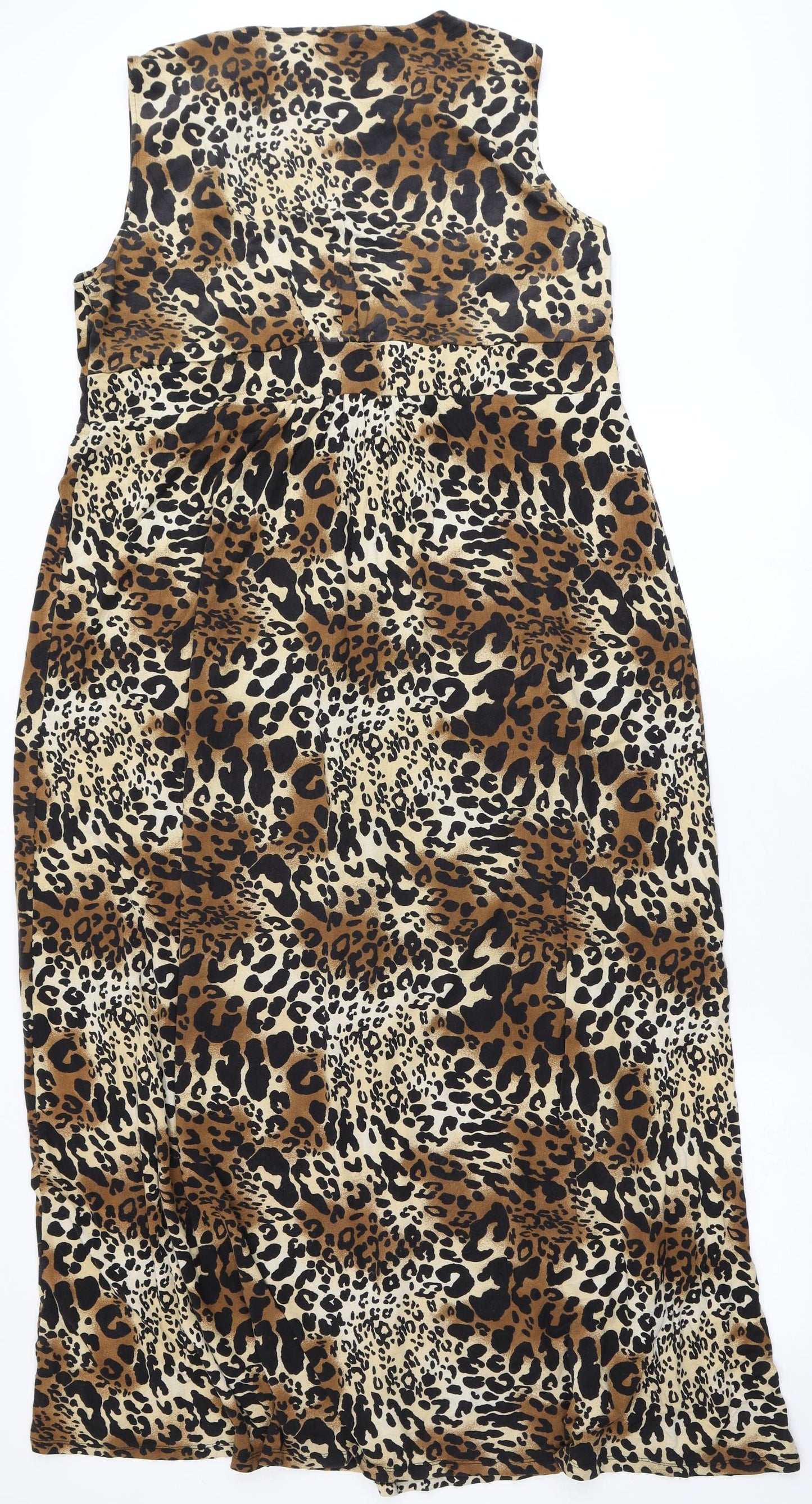 TU Womens Brown Animal Print Viscose A-Line  Size 20  Round Neck