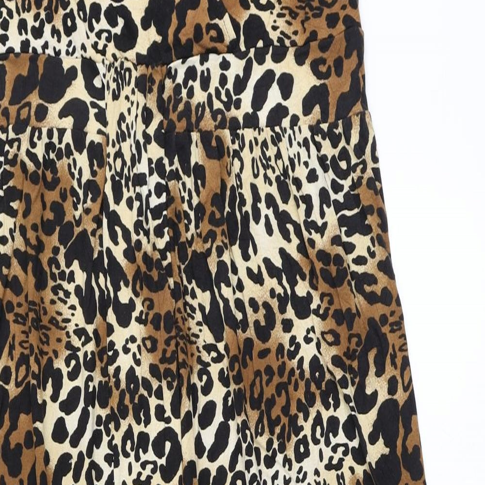 TU Womens Brown Animal Print Viscose A-Line  Size 20  Round Neck