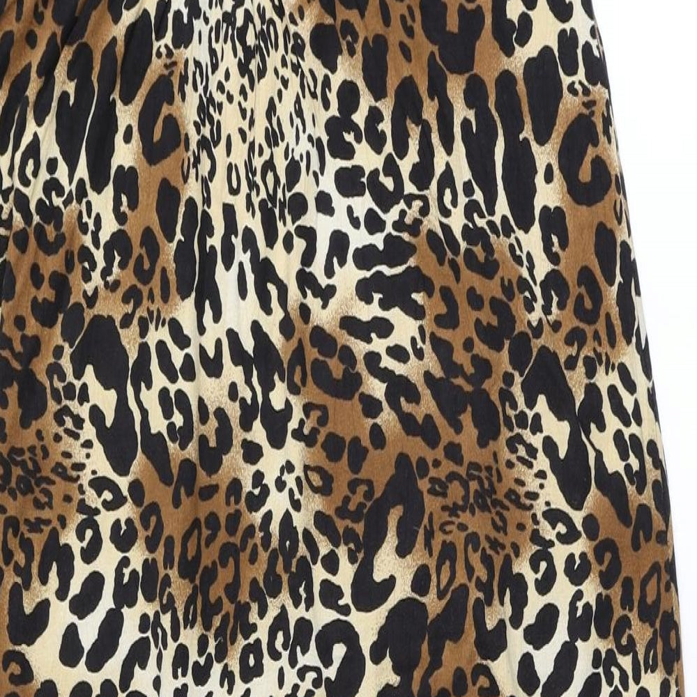 TU Womens Brown Animal Print Viscose A-Line  Size 20  Round Neck