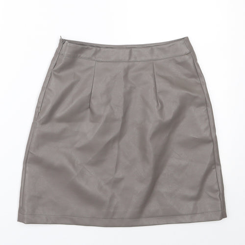 Primark Womens Grey  Polyurethane A-Line Skirt Size 6   Zip