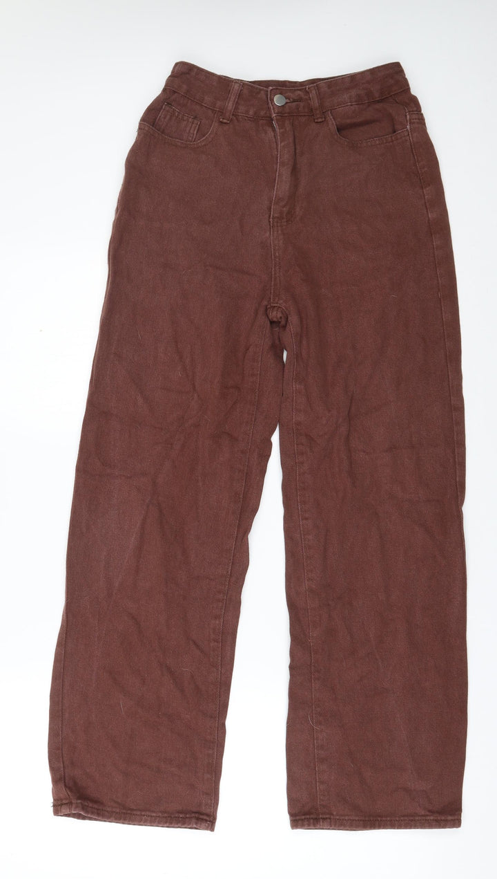 SheIn Womens Brown Cotton Straight Jeans Size XS L27 in Regular Zip
