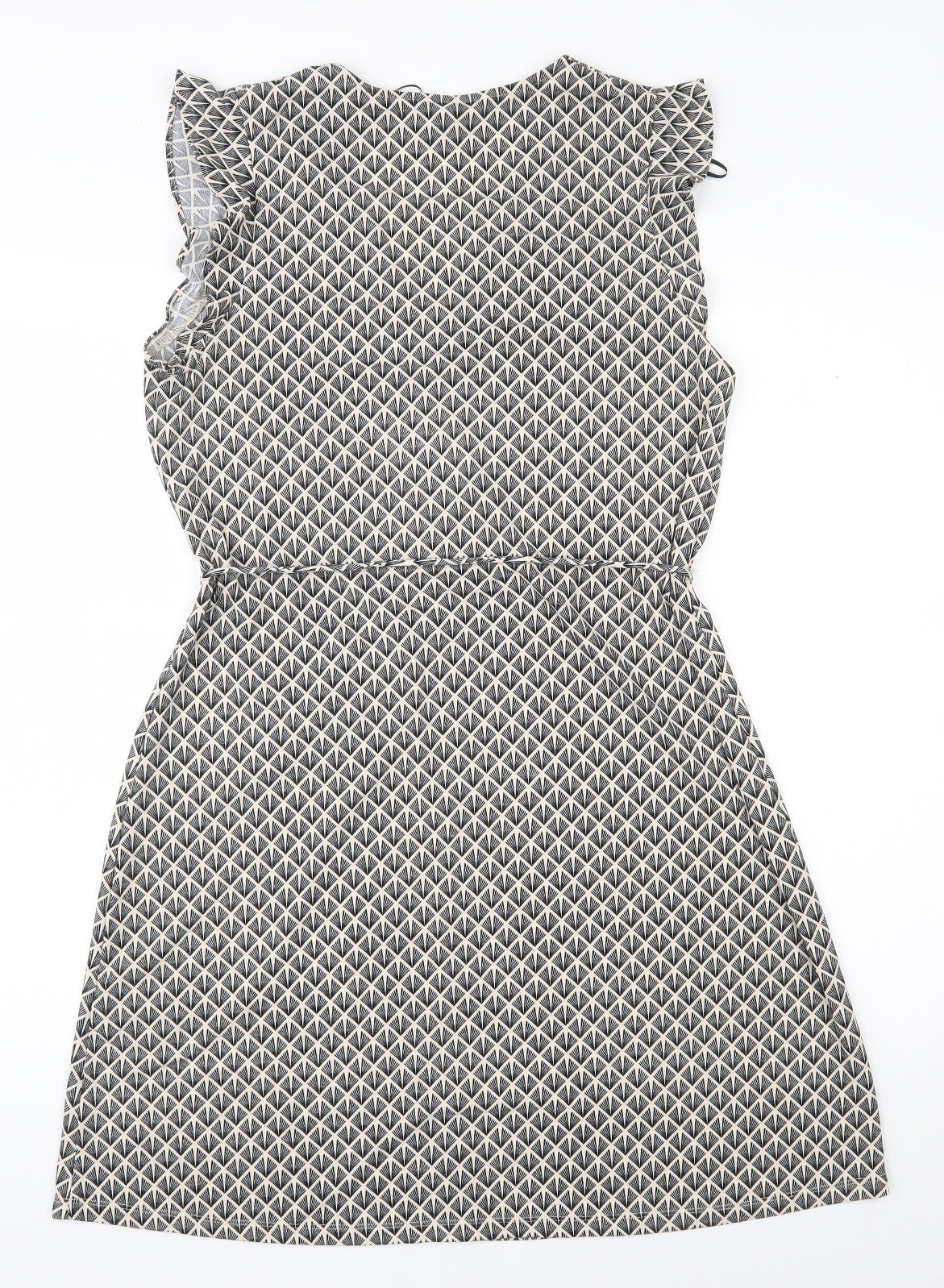 H&M Womens Black Geometric Polyester A-Line  Size S  V-Neck Pullover