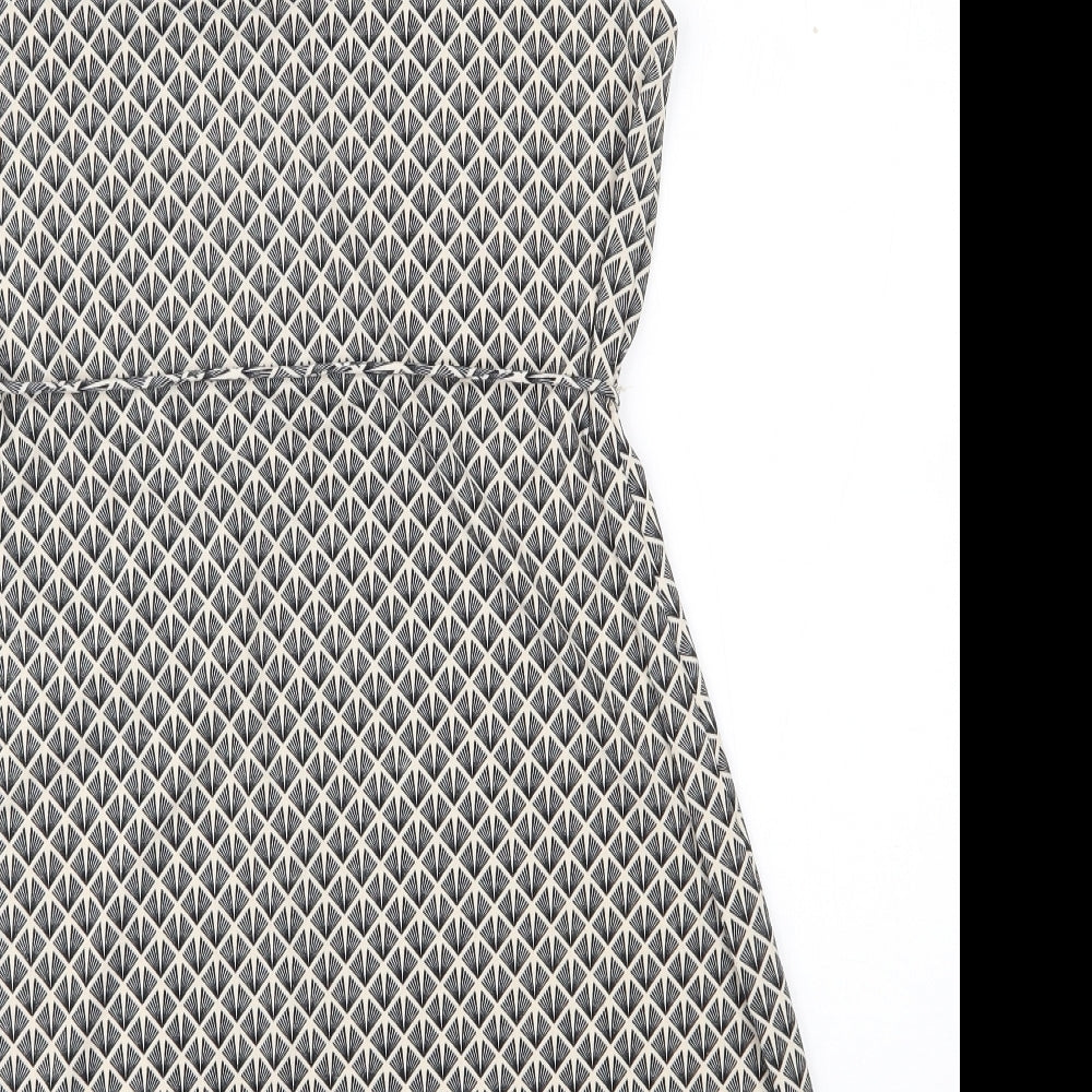 H&M Womens Black Geometric Polyester A-Line  Size S  V-Neck Pullover