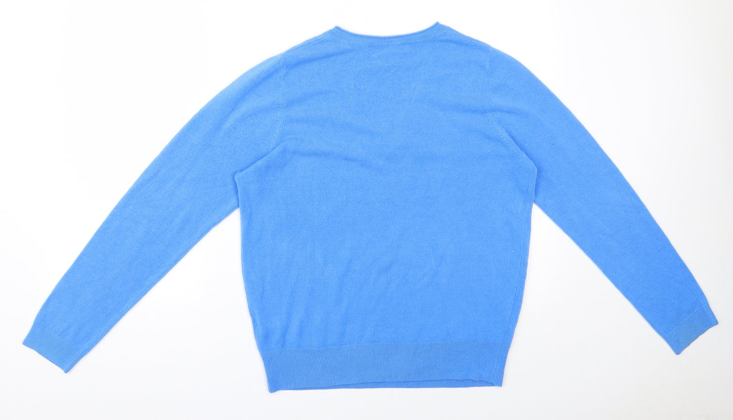 Marks and Spencer Womens Blue V-Neck  Acrylic Pullover Jumper Size 14