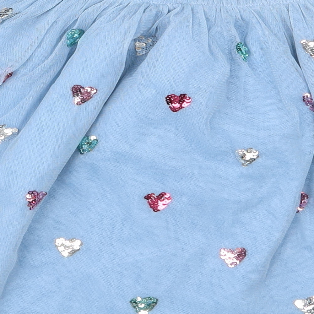 Monsoon Girls Blue  Polyester Tutu Skirt Size 11-12 Years  Regular Pull On - Heart pattern