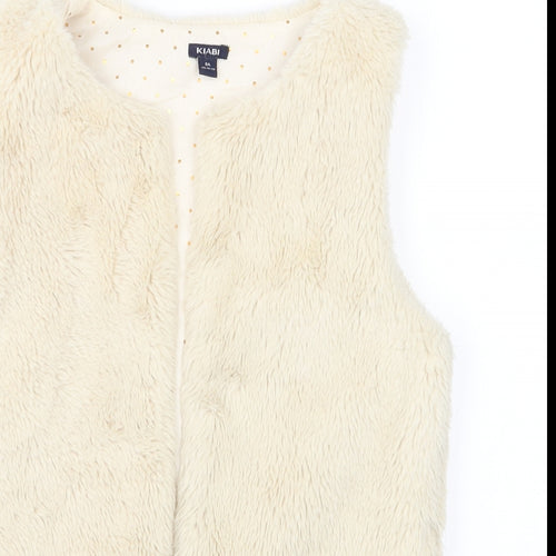 Kiabi Girls Beige   Gilet Waistcoat Size 8 Years   - Faux fur