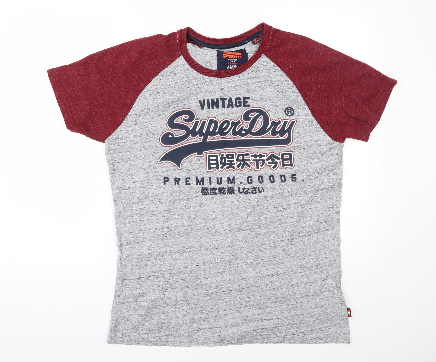Superdry Mens Grey  Cotton  T-Shirt Size M Round Neck