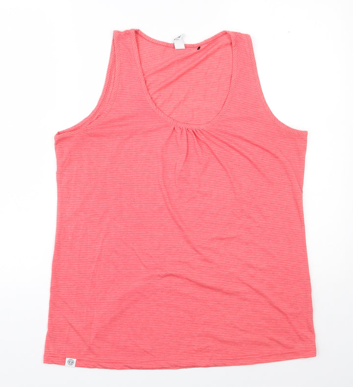 Tog Twenty Four Womens Pink Striped Polyester Basic Tank Size 14 Scoop Neck Pullover