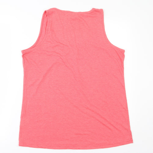 Tog Twenty Four Womens Pink Striped Polyester Basic Tank Size 14 Scoop Neck Pullover