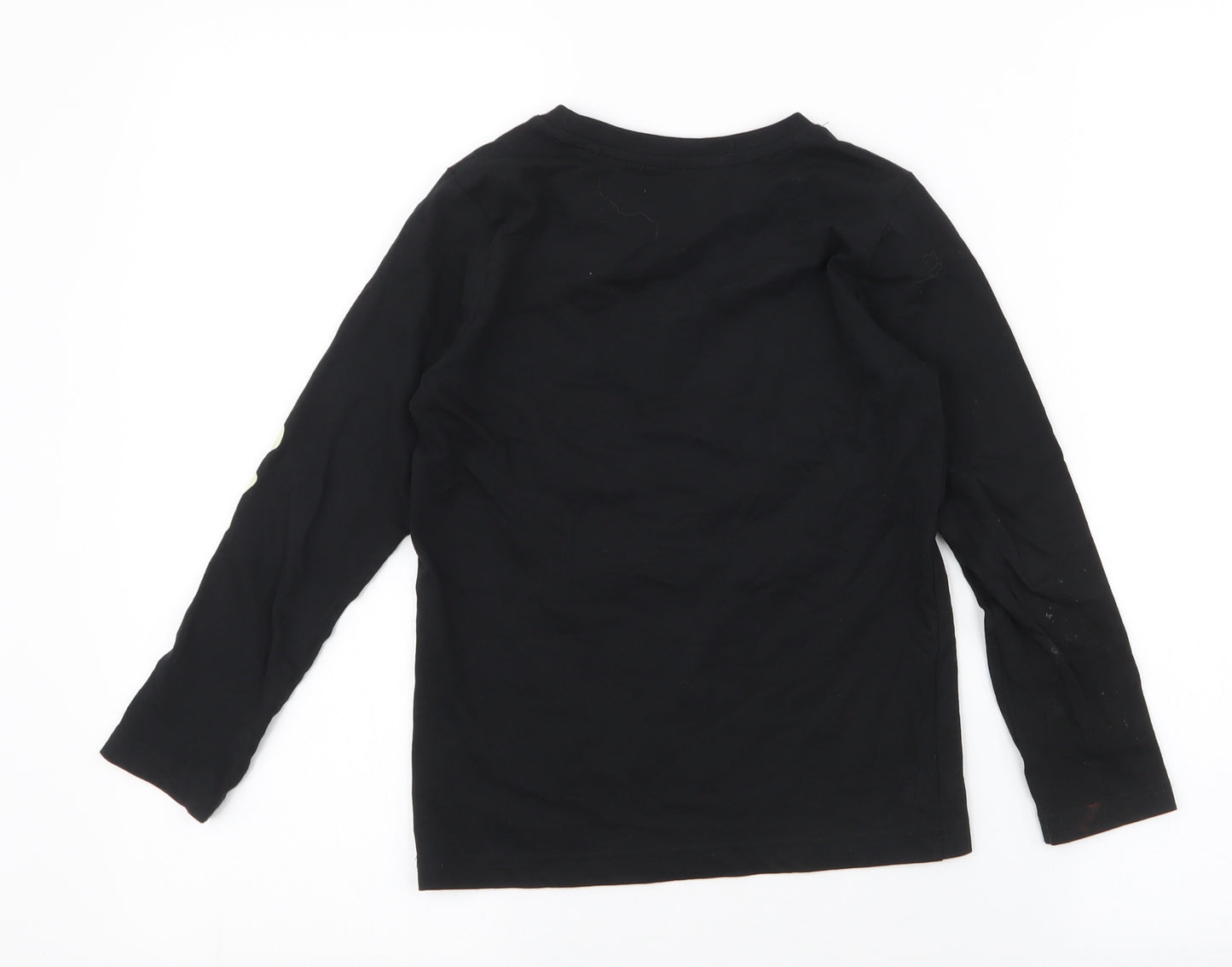 TU Boys Black  100% Cotton Jersey T-Shirt Size 5-6 Years Round Neck Pullover - skeleton , halloween