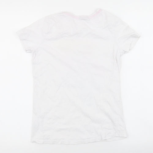 Matalan Girls White Animal Print 100% Cotton Jersey T-Shirt Size 12 Years Round Neck Pullover - unicorn