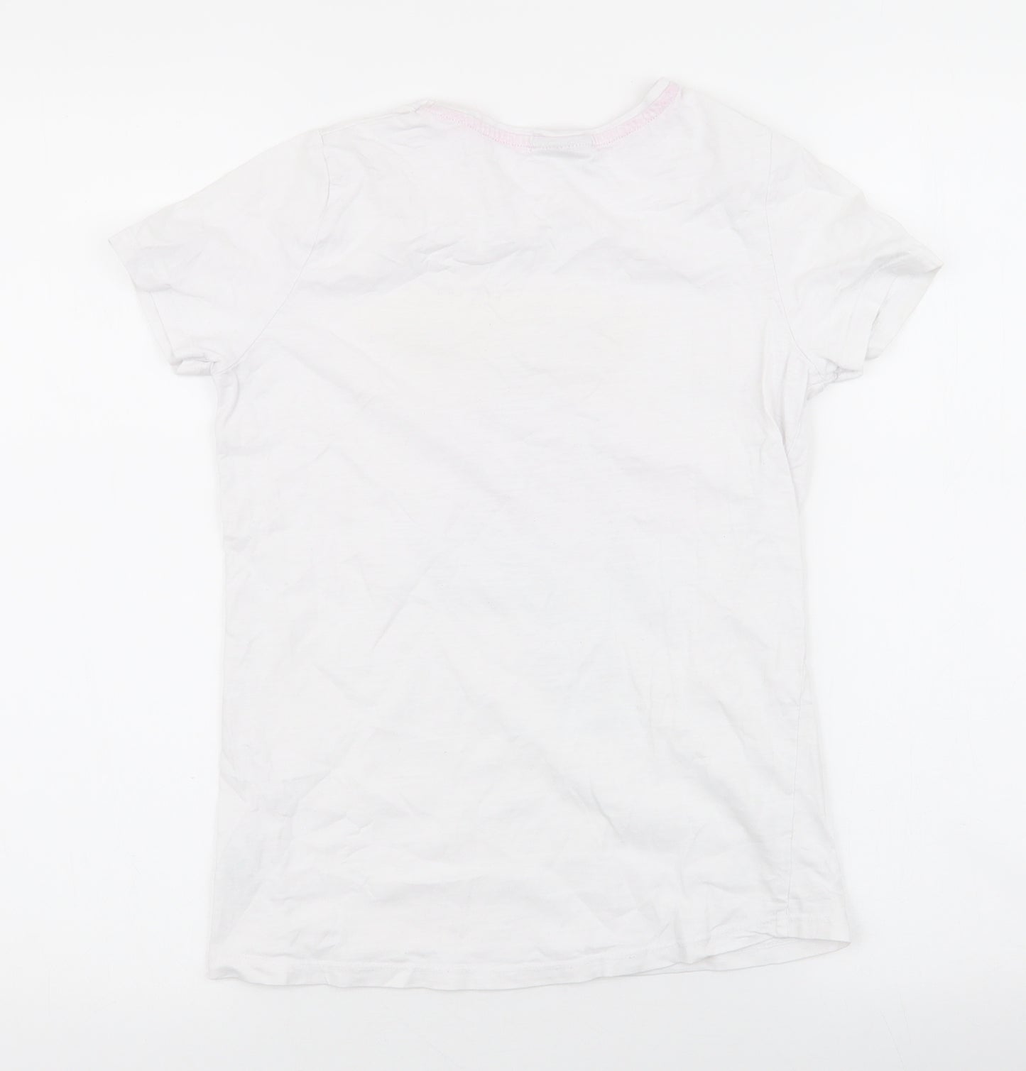 Matalan Girls White Animal Print 100% Cotton Jersey T-Shirt Size 12 Years Round Neck Pullover - unicorn