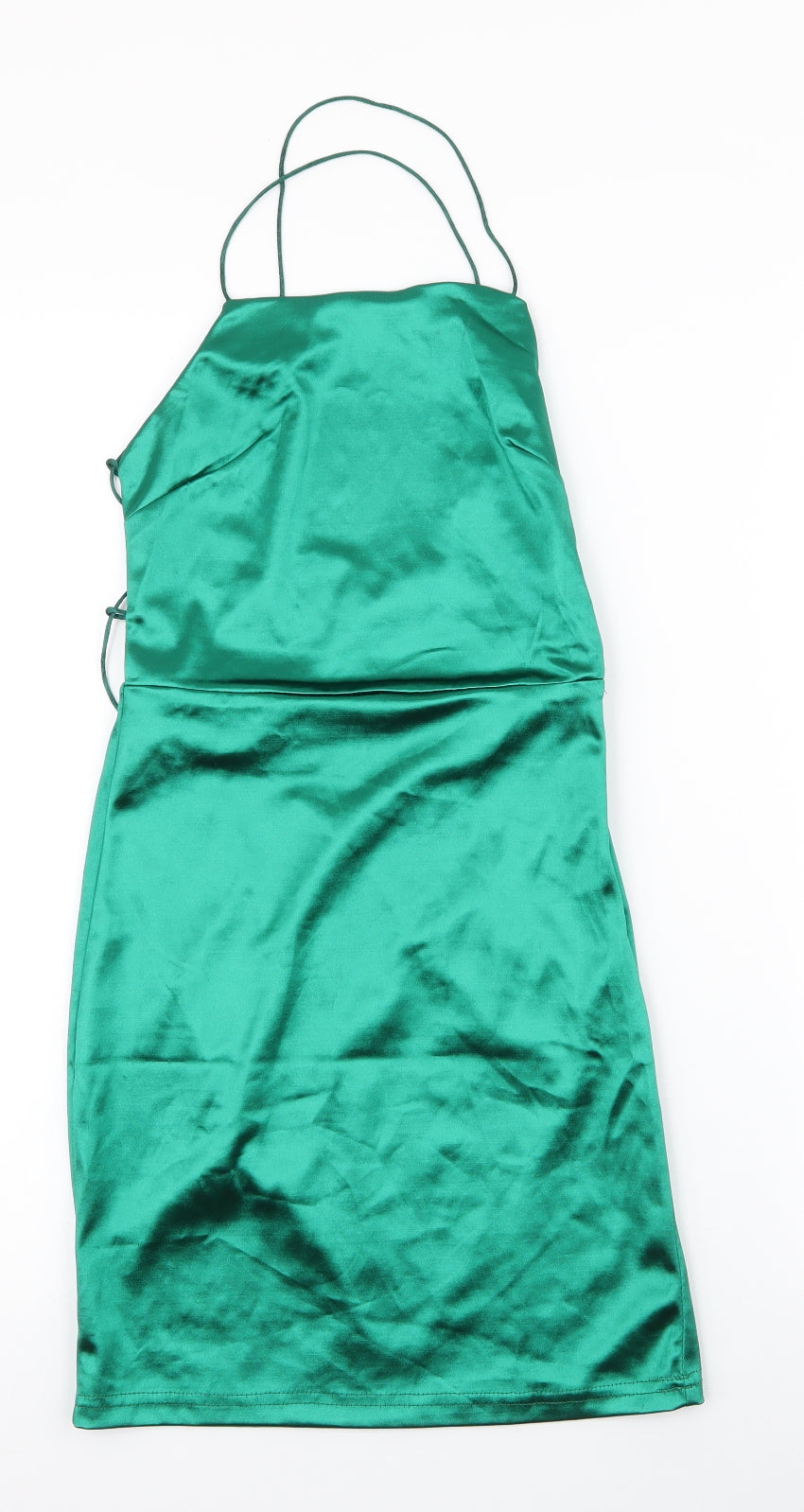 PRETTYLITTLETHING Womens Green  Polyester Bodycon  Size 6  Square Neck Tie
