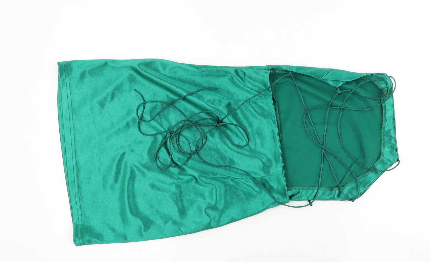 PRETTYLITTLETHING Womens Green  Polyester Bodycon  Size 6  Square Neck Tie