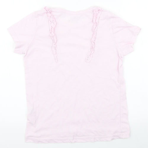 Primark Girls Pink  Cotton Jersey T-Shirt Size 11-12 Years Round Neck Pullover
