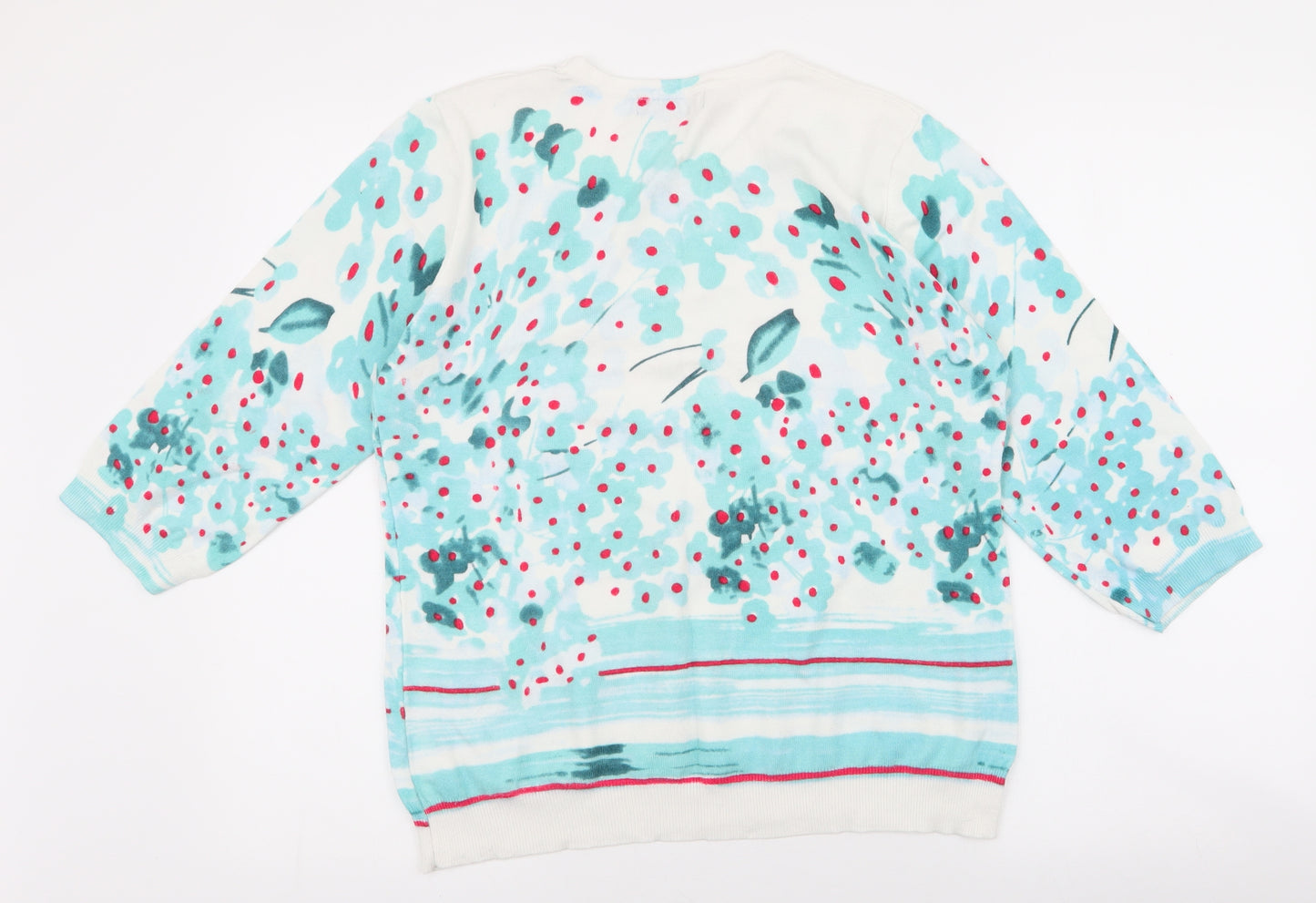 Mud Flower Womens Multicoloured Round Neck Floral Viscose Pullover Jumper Size L