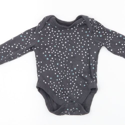 George Girls Grey Spotted 100% Cotton Babygrow One-Piece Size 0-3 Months  Snap - stars