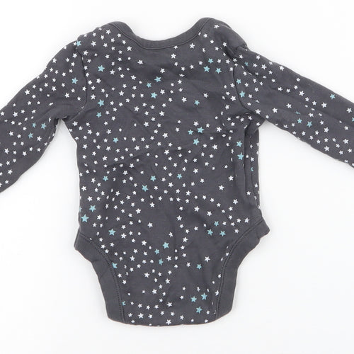 George Girls Grey Spotted 100% Cotton Babygrow One-Piece Size 0-3 Months  Snap - stars