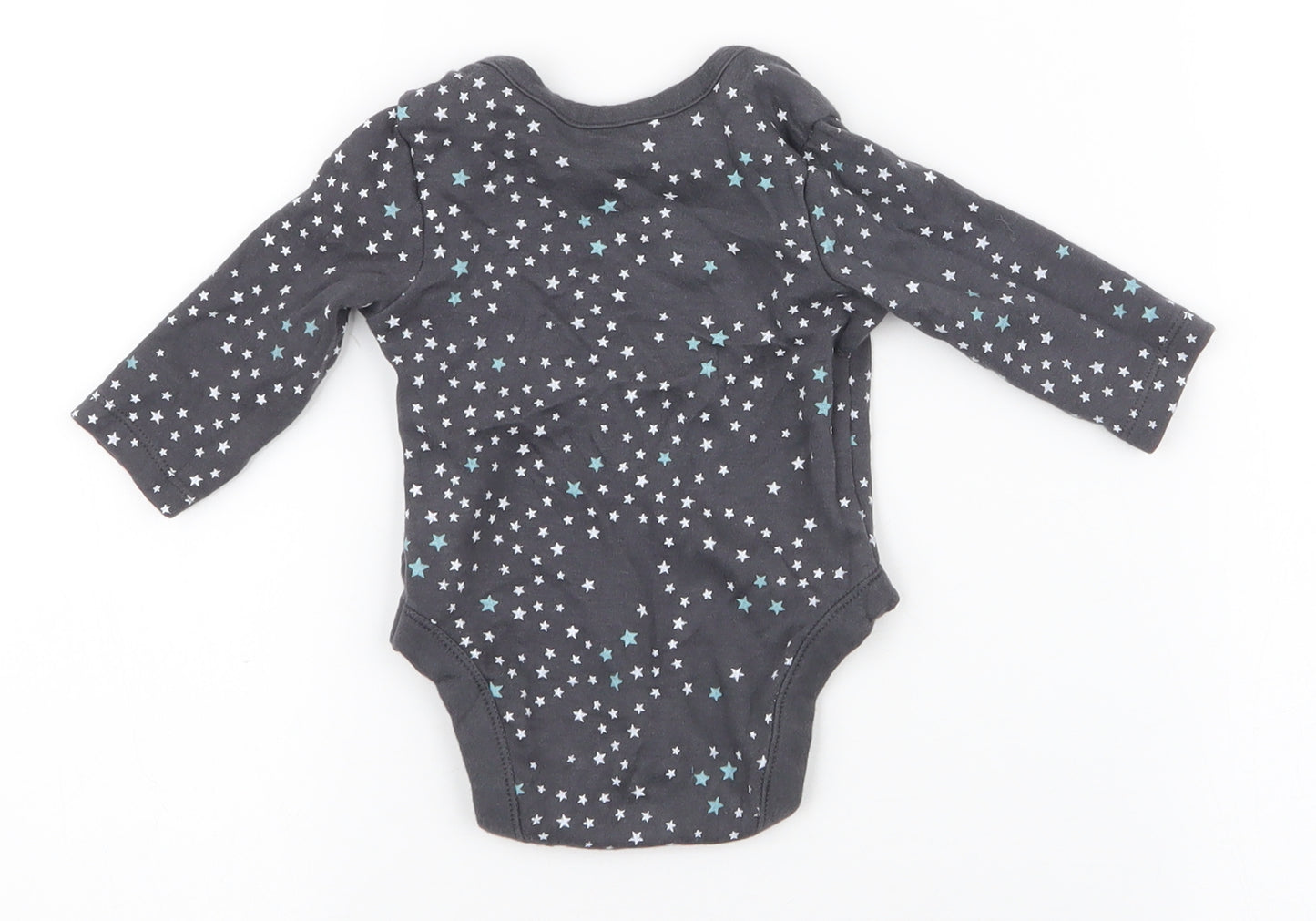 George Girls Grey Spotted 100% Cotton Babygrow One-Piece Size 0-3 Months  Snap - stars