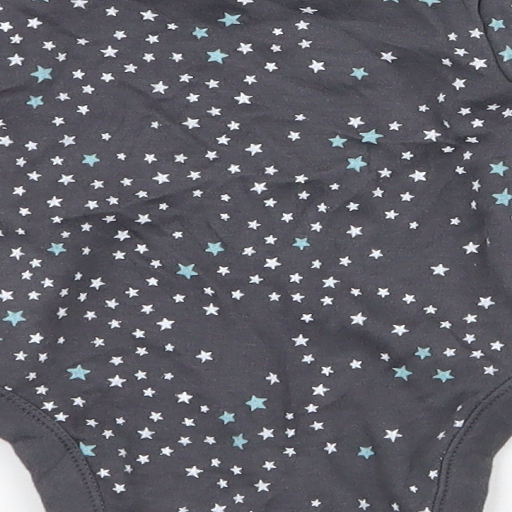 George Girls Grey Spotted 100% Cotton Babygrow One-Piece Size 0-3 Months  Snap - stars