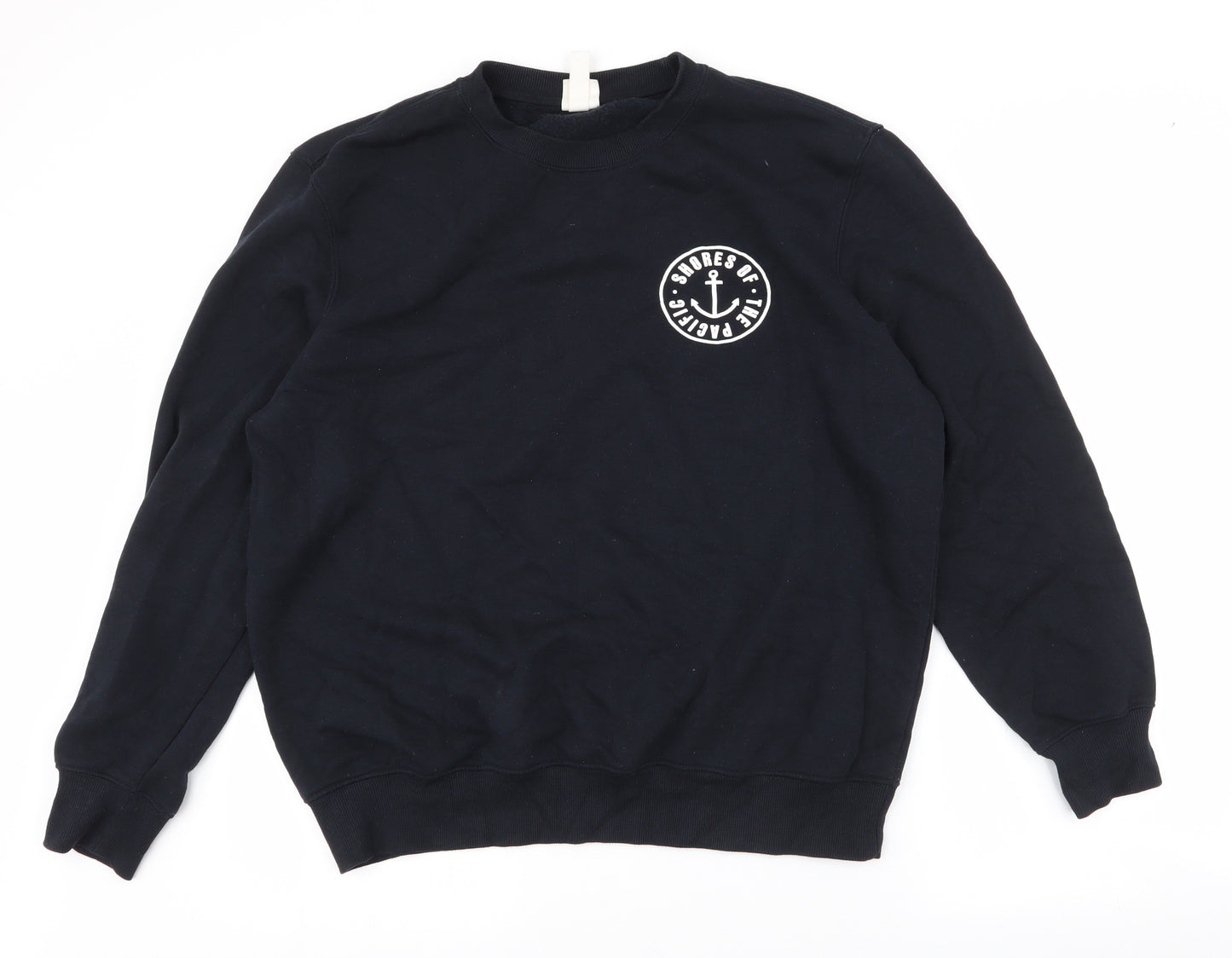 H&M Mens Black  Cotton Pullover Sweatshirt Size M   - shores of the pacific