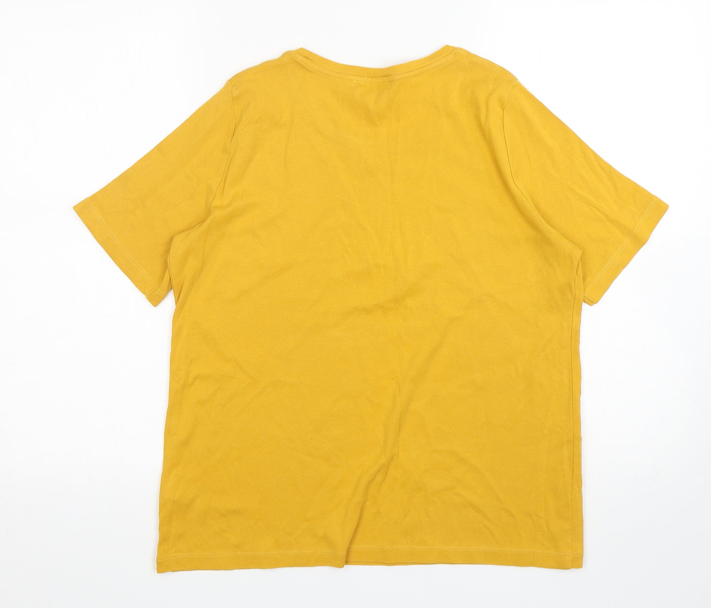 Marks and Spencer Womens Gold  Cotton Basic T-Shirt Size 12 Round Neck